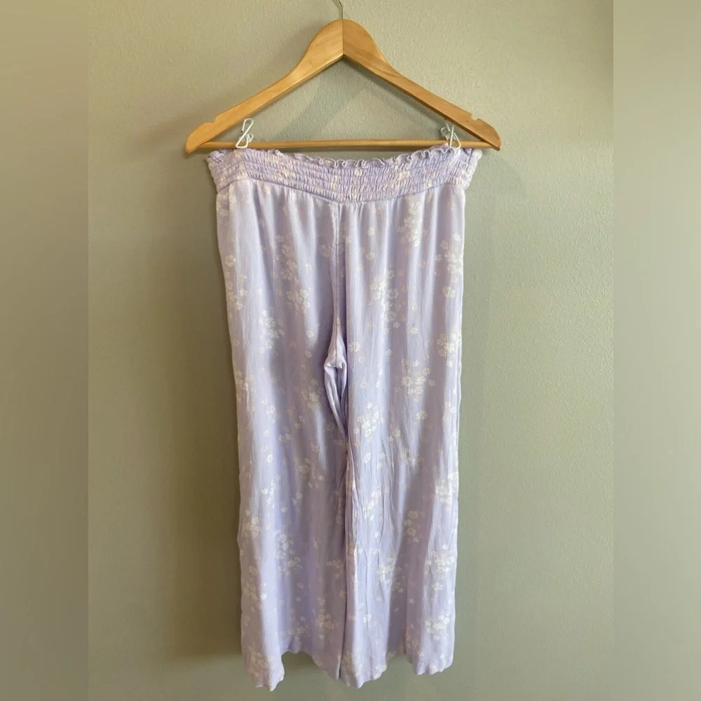 BP Nordstrom Wide Leg Purple Floral Print Pants Small EUC‎